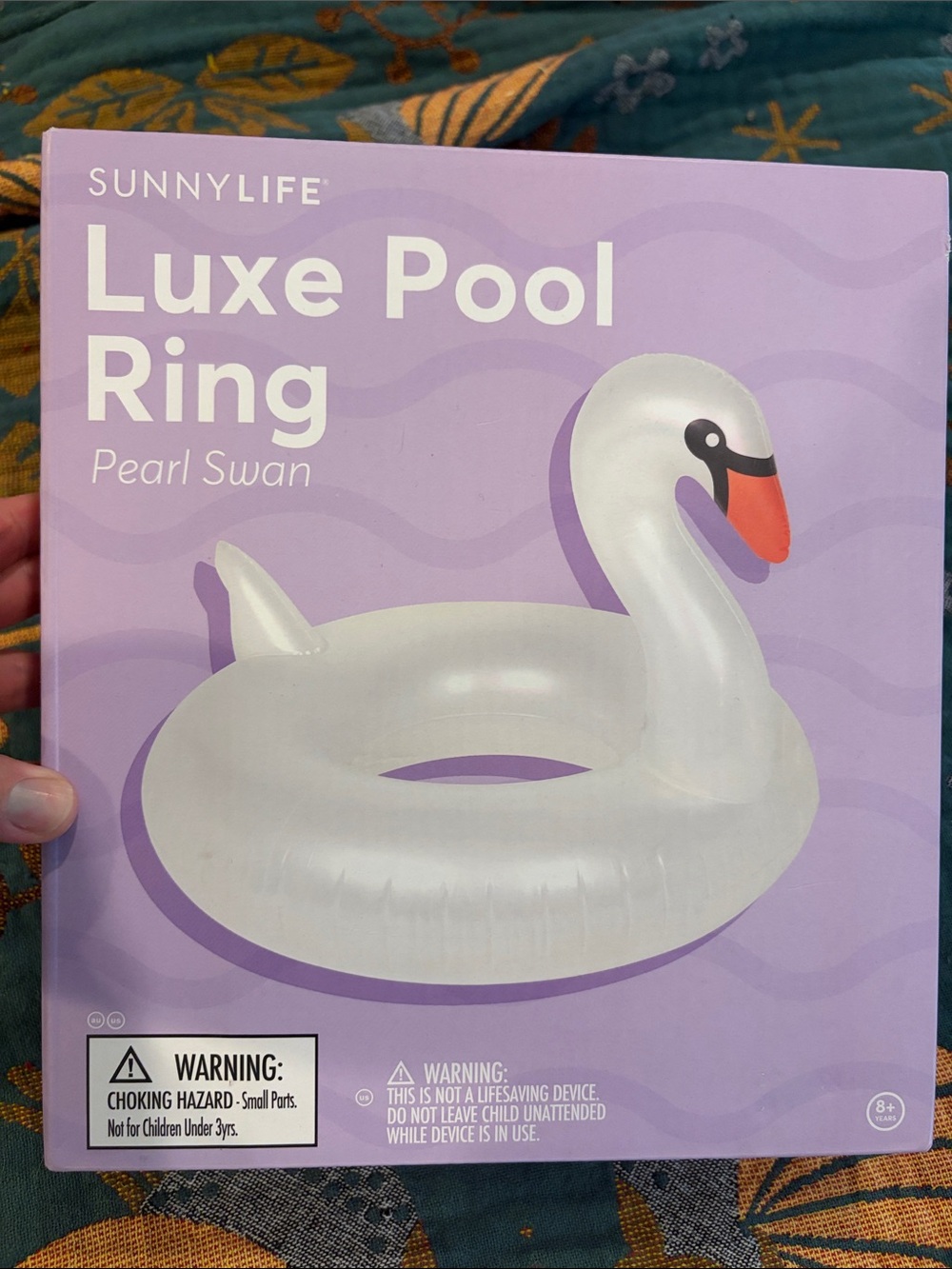 Sunnylife Pearl Swan Luxe Pool Ring - White with Orange Beak